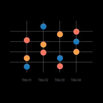 Business development report infographic dot chart design template for dark theme Illustrazione stock