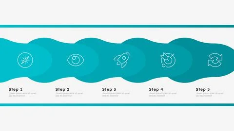 Business development strategy blue horizontal timeline infographic 5 steps Stock Illustration