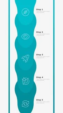 Business development strategy blue overlay vertical timeline infographic 5 st Stockillustratie