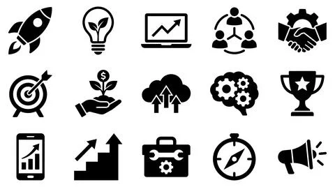 Business development strategy icons collection set for corporate growth Stock Illustration