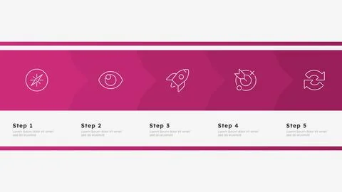 Business development strategy pink horizontal frame timeline infographic 5 .. イラスト素材