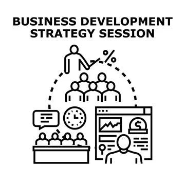 Business development strategy session planning meeting Stock Illustration