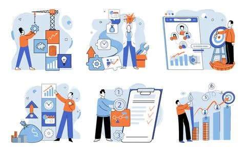 Business development. Strong management resolves conflicts and challenges 스톡 일러스트