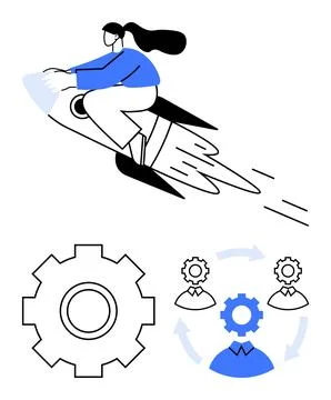 Business development, teamwork, workflow optimization, innovation, leadership 스톡 일러스트