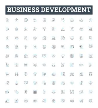 Business development vector line icons set. Enterprise, Consultancy, Expansion Stock Illustration
