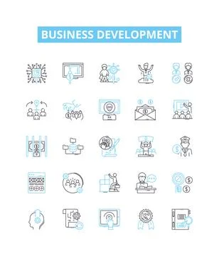 Business development vector line icons set. Enterprise, Consultancy, Expansion Stock Illustration