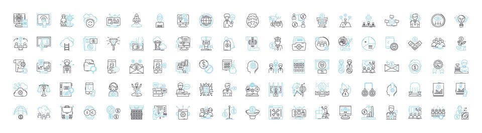 Business development vector line icons set. Enterprise, Consultancy, Expansion Stock Illustration