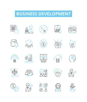 Business development vector line icons set. Enterprise, Consultancy, Expansion Stock Illustration