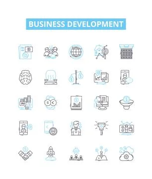 Business development vector line icons set. Enterprise, Consultancy, Expansion Stock Illustration