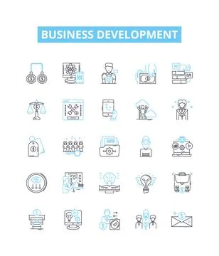 Business development vector line icons set. Enterprise, Consultancy, Expansion Stock Illustration