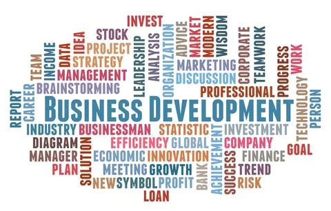 Business Development word cloud concept Stock Photos