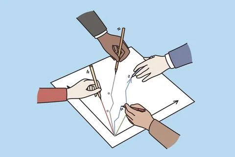 Business development, workshop and strategy concept. Hands of business people Stock Illustration