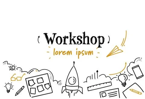 Business development workshop concept sketch doodle horizontal isolated copy Stock Illustration