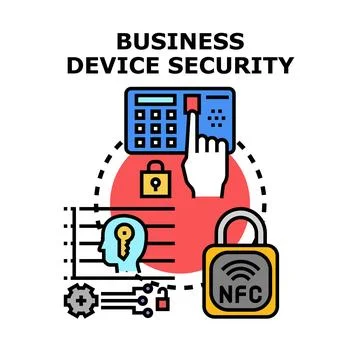 Business device security technology ensuring device access protection Stock Illustration