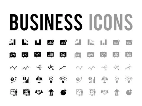 Business devleopment and analyics report vector icon set Stock Illustration