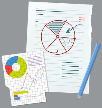 Business diagram on paper sheet. Data analysis, audit, project management Illustrazione stock