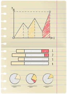 Business diagram on paper sheet. Data analysis, audit, project management Illustrazione stock