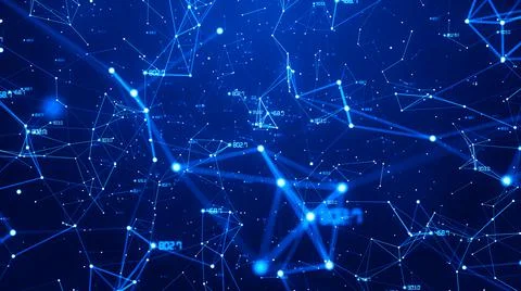 Business digital data network connecting with number and line background 写真素材