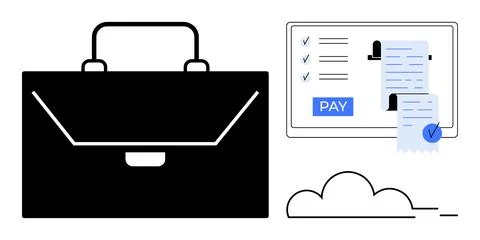 Business, digital payment, cloud storage, e-commerce, financial management, c イラスト素材
