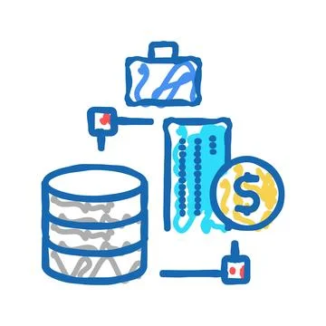 Business digital processing icon doodle illustration Illustrazione stock