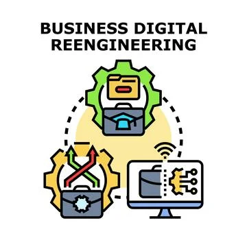 Business digital reengineering process creating innovation solutions Stock Illustration