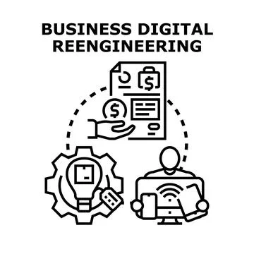 Business digital reengineering process improving efficiency and innovation 스톡 일러스트
