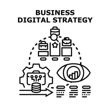 Business digital strategy for data analysis and optimization イラスト素材