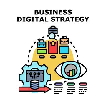 Business digital strategy for data analysis and optimization Stock Illustration