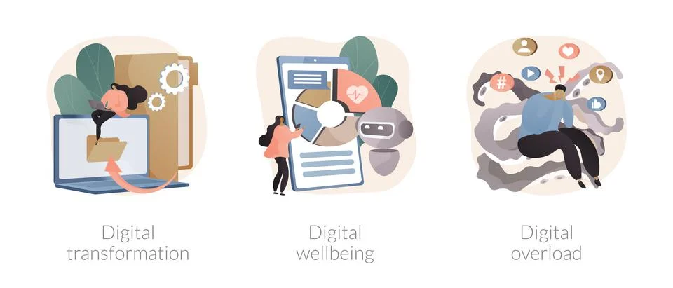 Business digitalization abstract concept vector illustrations. Illustrazione stock