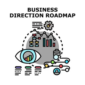 Business direction roadmap developing strategic planning goals Stock Illustration