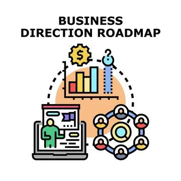 Business direction roadmap planning achieving strategic goals Stock Illustration