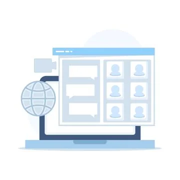 Business discussion and communication vector, meeting or chat, group dialogue. Stock Illustration