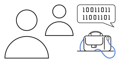 Business Discussion on Digital Transformation with Binary Code Communication 库存插图