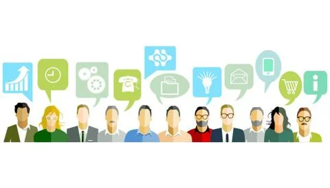 Business discussion with speech bubbles Stock Illustration