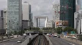 Business District La Defense Historical Axis Paris France Busy Car Traffic Crowd HD Footage