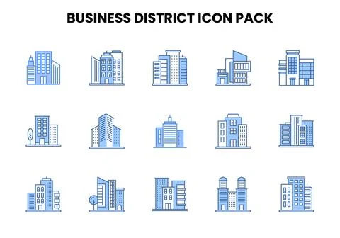 Business District Two Colour Graphics Icons Pack 스톡 일러스트