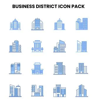 Business District Two Colour UI Icons Pack Ilustración de archivo