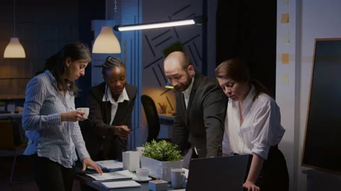Business diverse teamwork solving management strategy analyzing company graphs Stock Footage 155777844