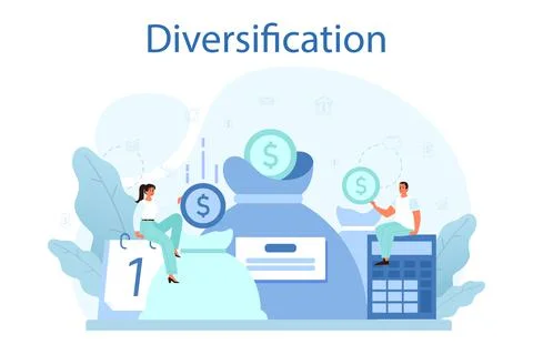 Business diversification concept. Risk management strategy, process of capital Stock Illustration