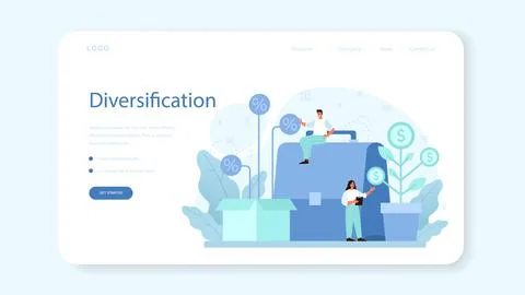 Business diversification web banner or landing page. Risk management Stock Illustration