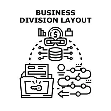 Business division layout structuring company data processing Stock Illustration