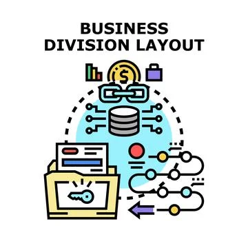 Business division layout structuring company data processing Stock Illustration
