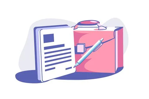 Business document and briefcase Stock Illustration