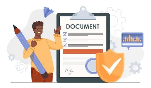 Business document approval concept. Vector illustration Stockillustratie