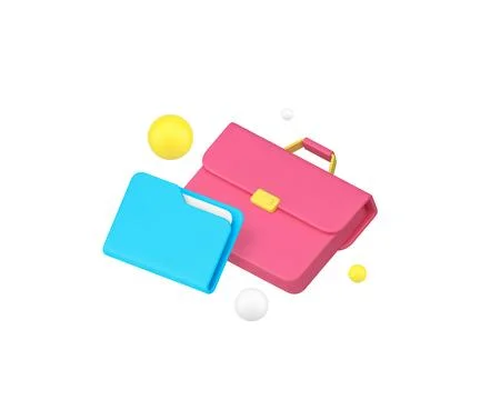 Business document briefcase with file folder 3d icon realistic vector illus.. 스톡 일러스트