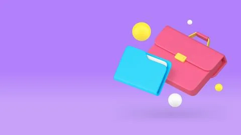 Business document briefcase with file folder banner copy space vector illustr Illustrazione stock