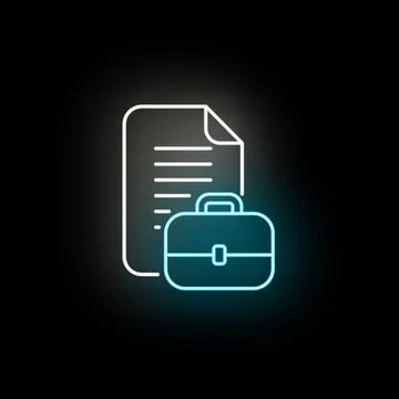 Business document contract and professional briefcase neon icon 스톡 일러스트