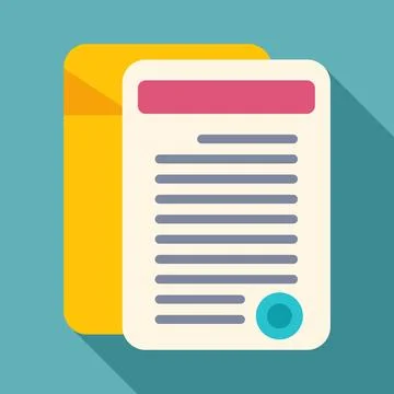 Business document contract on envelope flat icon 스톡 일러스트