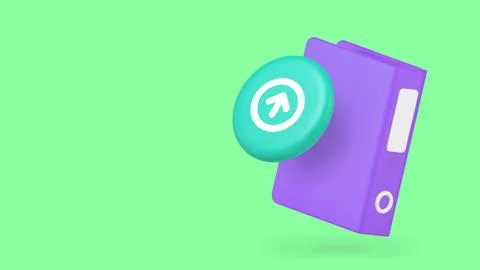 Business document file folder download upload 3d icon banner copy space vec.. Stock Illustration