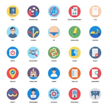 Business Document Flat Icons Pack Stock Illustration